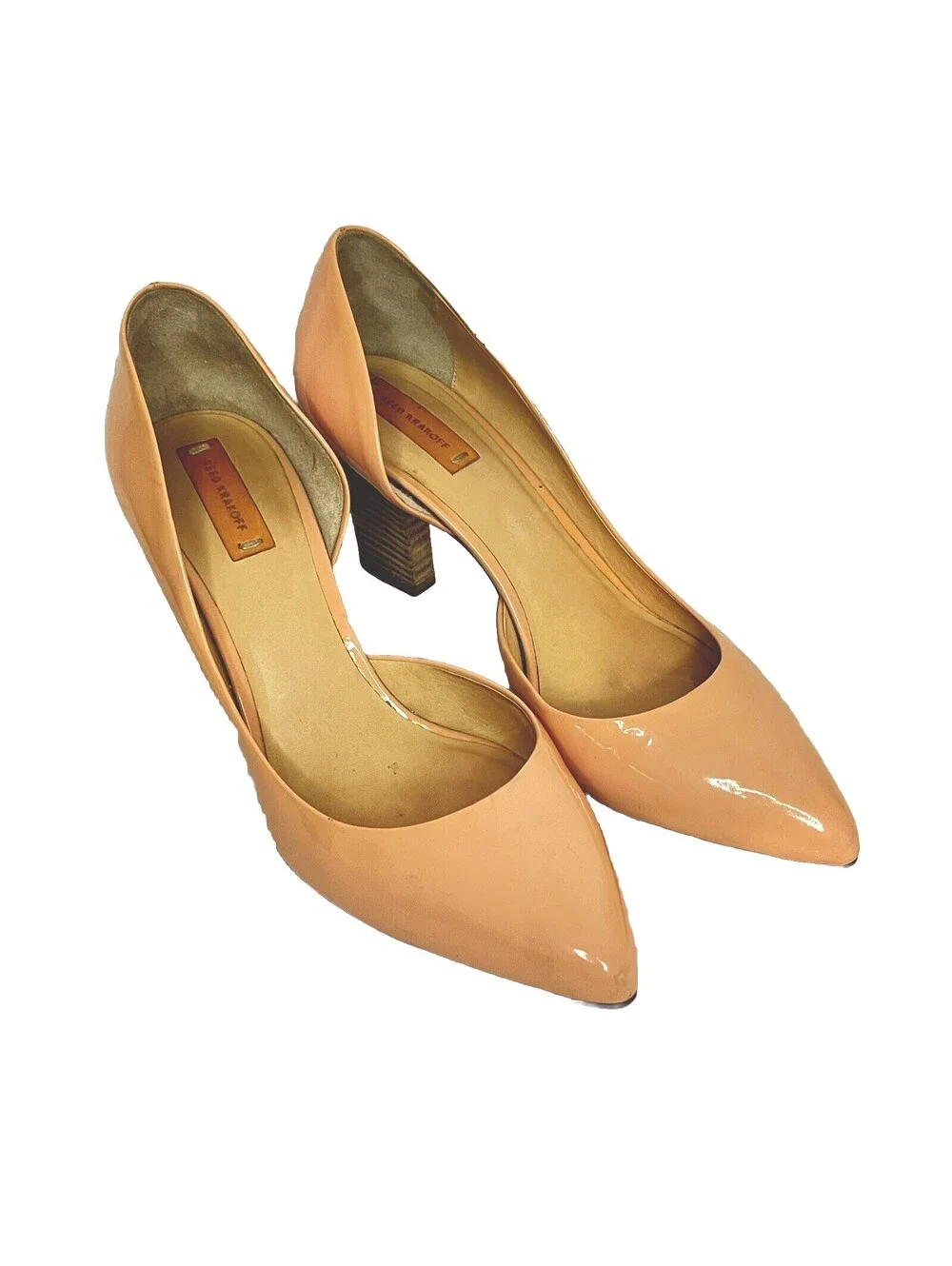 Reed Karkoff Tan Nude Patent Leather Pumps High Heel Shoes Womens US 7.5, EU 38
